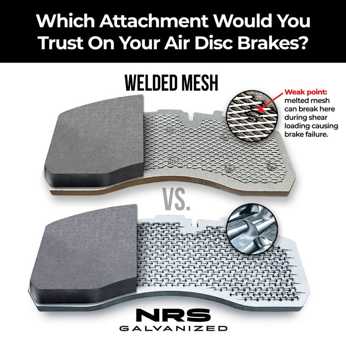 Why NRS Brakes' Mechanically Attached Pads are Superior to Welded Mesh